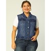 Agnes Orinda Women's Plus Size Buttons with Two Chest Flap Pockets Denim Vests - 3 of 4