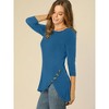 Allegra K Women's 3/4 Sleeve Round Neck Button Decor Casual Stretchy Tunic Tops - 2 of 4
