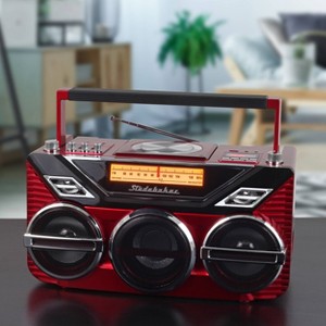 Studebaker SB2165R Portable Bluetooth Avanti Stereo Boombox with High Power Bass - Red - 1 of 1