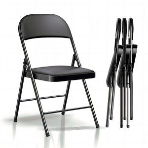 SKONYON Folding Chairs Portable Vinyl Padded Folding Chair with Durable Steel Frame - 1 of 4