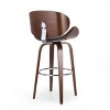 30" Mid-Century Modern Upholstered Swivel Barstool, Walnut + Cognac - 4 of 4