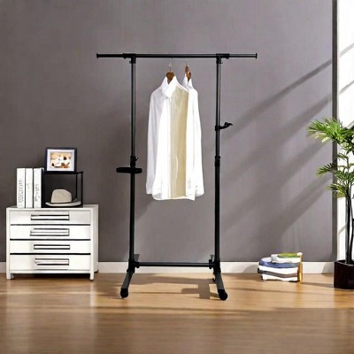 Short Clothing Racks for Hanging Clothes with Bottom Shelves and Wheels Heavy Duty Rolling Clothes Rack Kids Clothing Rack for Adult Coat, Closet