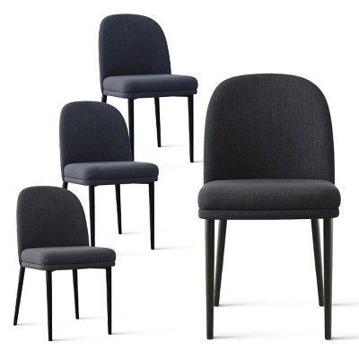 Upholstered Dining Chairs with Linen Blend Fabric and Metal Legs, Modern Armless Side Chairs for Dining Room-Maison Boucle