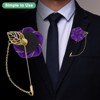 Unique Bargains Wedding Rose Men Suit Boutonnieres Lapel Pin with Gold Leaf Brooch 6 Pcs - 4 of 4