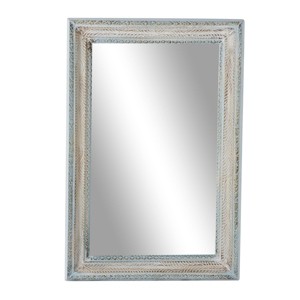 Wood Floral Carved Wall Mirror White - Olivia & May: Farmhouse Style, 48x32, No Assembly Required - 1 of 4