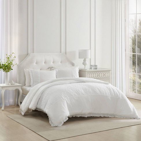 Laura Ashley 3pc Full/queen Eyelet Ruffle Comforter Bedding Set White :  Target