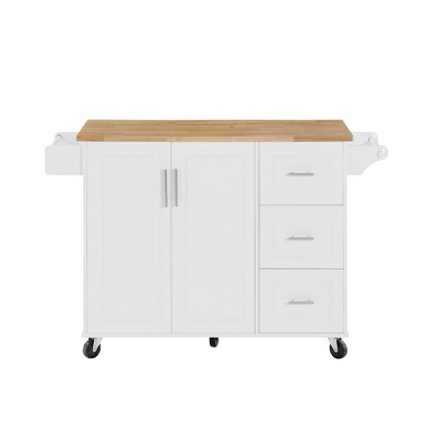 NicBex 53.78Inch Rolling Kitchen Island with Drop Leaf,Kitchen Cart with 2 Door Cabinet and 3 Drawers