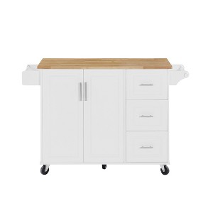 NicBex 53.78Inch Rolling Kitchen Island with Drop Leaf,Kitchen Cart with 2 Door Cabinet and 3 Drawers - 1 of 4