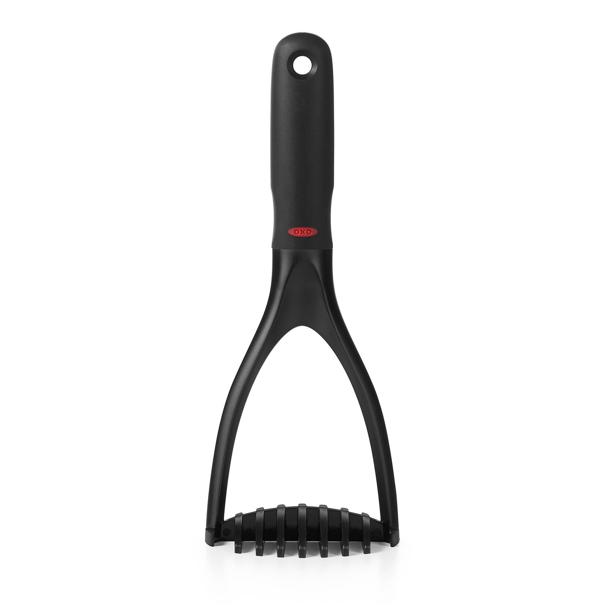 OXO Nylon Potato Masher: Soft-Grip Handle, Dishwasher-Safe, Black, 10.2" Length, 3.9" Width, Ideal for Potatoes & Beans