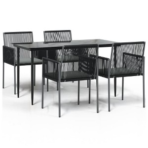 vidaXL Garden Dining Set Black Poly Rattan 5 Piece Seats Many - 1 of 4