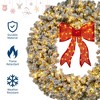 Pre-Lit Christmas Wreath with Bow, Winter Artificial Wreath with Lighted Bow, Xmas Decoration for Indoor Outdoor Holiday Party - 4 of 4