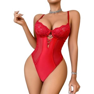 Avidlove Lingerie for Women Deep V Lace Teddy Lingerie Snap Crotch ...