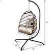 VisioGear Egg Chairs, Patio Egg Chair with Stand, Patio Hanging Egg Chair with Cup Holder for Bedroom Living Room Balcony, Beige & Brown, 38"*38"*78" - 3 of 4