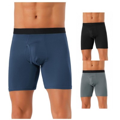 INSPIRE CHIC Men's 3 Pack Solid Color Soft Stretch Open-fly Basic Boxer Briefs