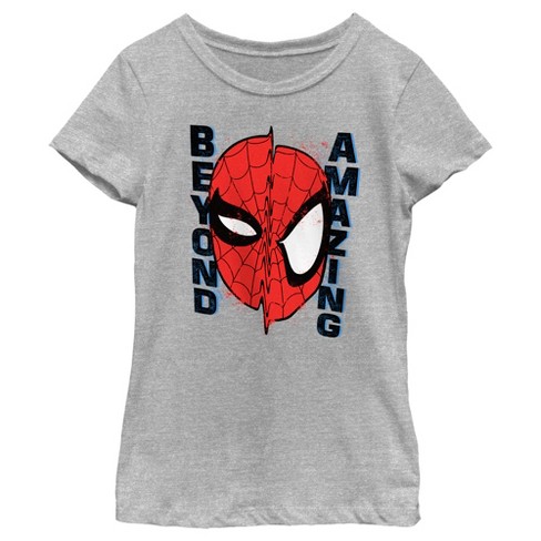 Spider-Man: Beyond Amazing Girl's Split Distressed Circle T-Shirt Red