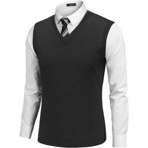 COOFANDY Men's Sleeveless Sweater Vest Lightweight V-Neck Cotton