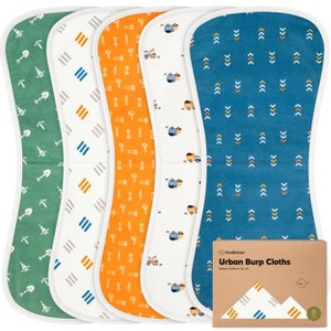KeaBabies 5pk Urban Baby Burp Cloths, Organic Burping Cloth for Babies, Burp Rags for Baby Girls, Boys - 1 of 4