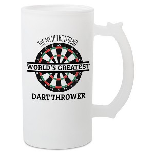 100 North Freezable 16 Ounce Translucent White Matte Frosted Glass Craft Drinking Stein Beer Mug With Thumb Grip Handle, The Myth The Legend World's - 1 of 1