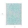 Teal Blue Aqua And Ivory Floral Washable Indoor Outdoor Area Rug - 3 of 4