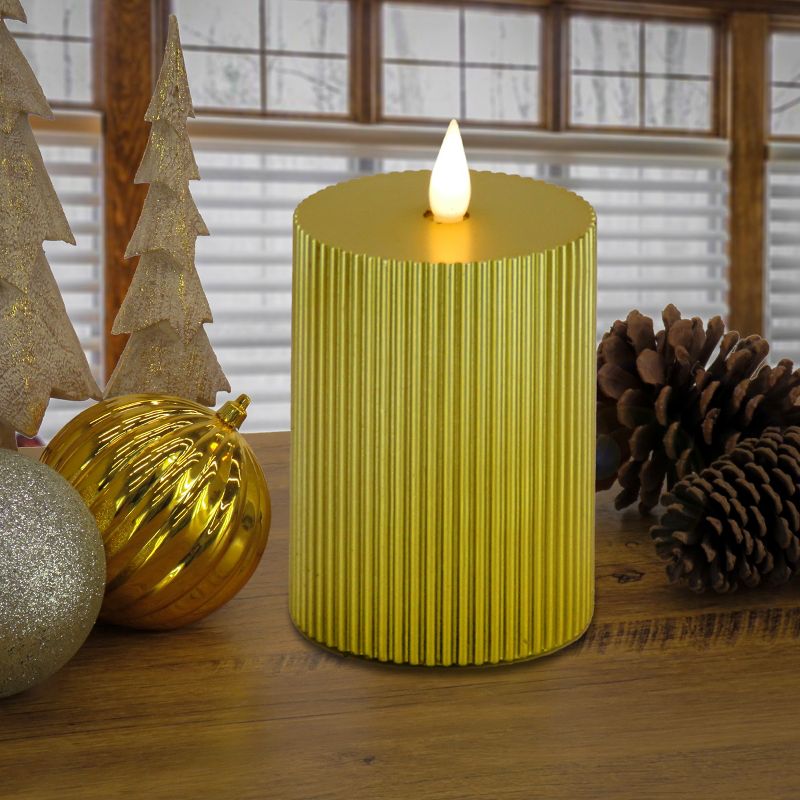 9" HGTV LED Real Motion Flameless Gold Candle With Remote Warm White Lights - National Tree Company, 2 of 5