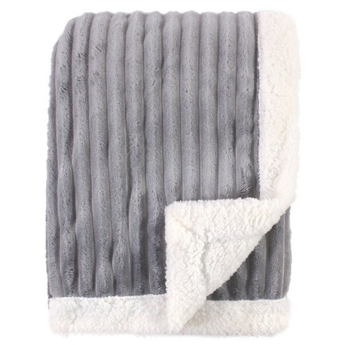 Hudson Baby Infant Corduroy Blanket with Faux Shearling Backing and Trim, Gray, 30x40 inches - image 1 of 2