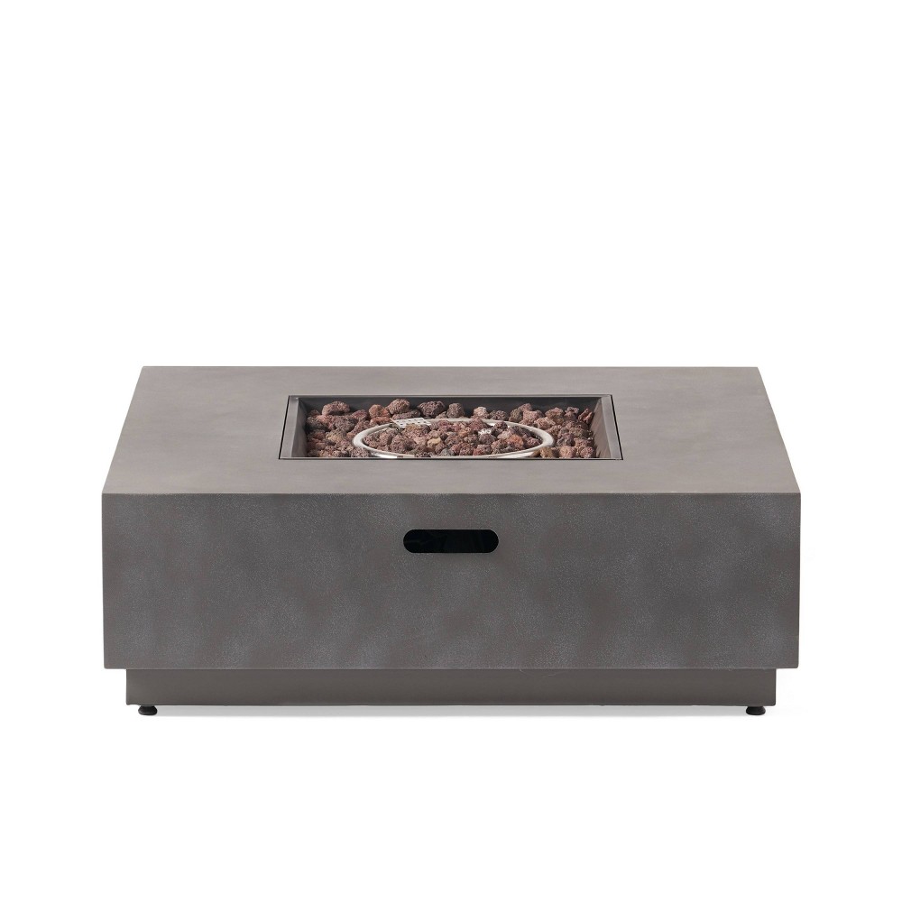 Photos - Electric Fireplace Wellington Outdoor 50000 BTU Square Fire Pit with Concrete Finish - Christ