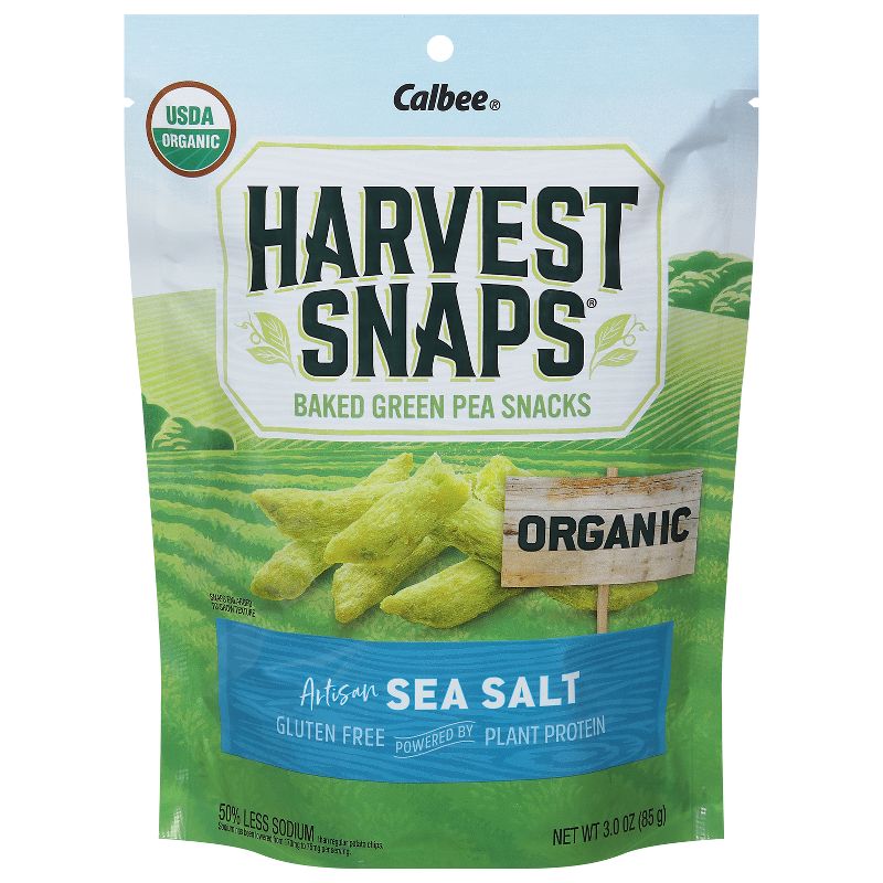 Harvest Snaps Organic Artisan Sea Salt Baked Green Pea Snacks  - 3oz, 1 of 4