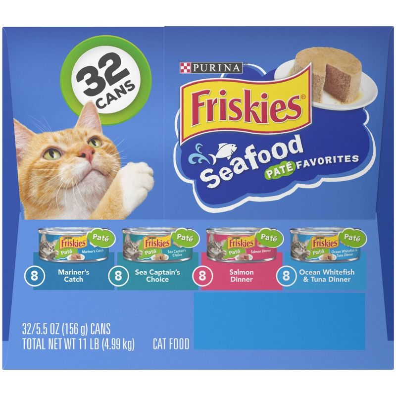 Purina Friskies Pat&#233; Wet Cat Food Seafood Fish Flavor Favorites - 5.5oz/32ct Variety Pack, 6 of 9