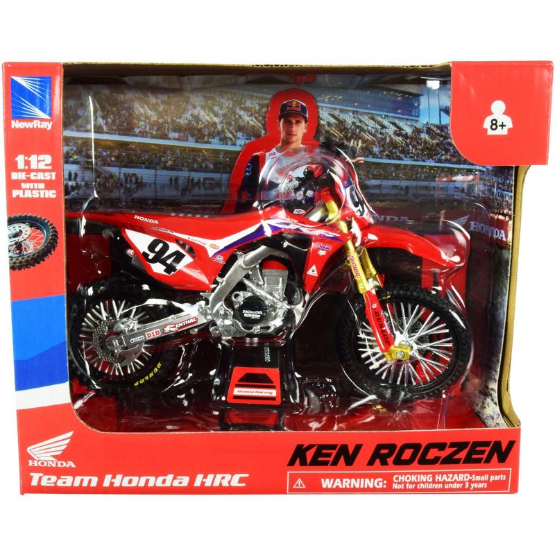 Honda CRF450R #94 Ken Roczen Red "Honda HRC Team" Race Bike 1/12 Diecast Motorcycle Model by New Ray, 2 of 4