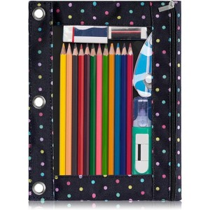 Paaaawaters Pencil Pouch for 3 Ring Binder, Large Pencil Case Pouch with 3 Reinforced Grommets, Pen Bag, Clear Window Pencil Case - 1 of 4