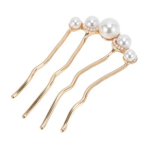 Unique Bargains Women's Fashion U-shaped Faux Pearls Decorative Hairpin 1 Pc - 1 of 4