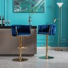 Gulches Navy Velvet Gold Chrome Swivel Bar Stool Set of 2 Adjustable Height 25-33in with Footrest - 4 of 4