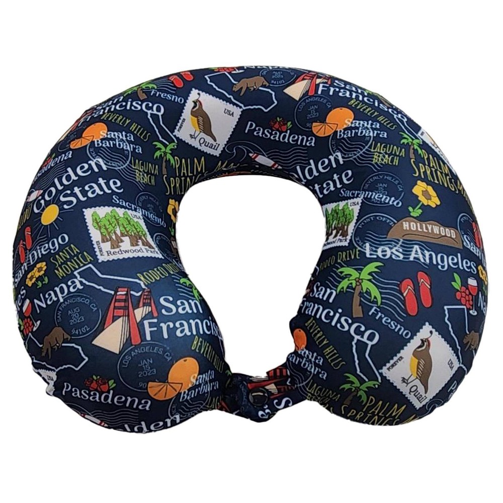 WOLF State Souvenir Printed Spandex Memory Foam Travel Neck Pillow California