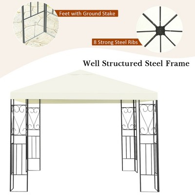 Beige 10'x10' Steel Frame Patio Gazebo Canopy Tent