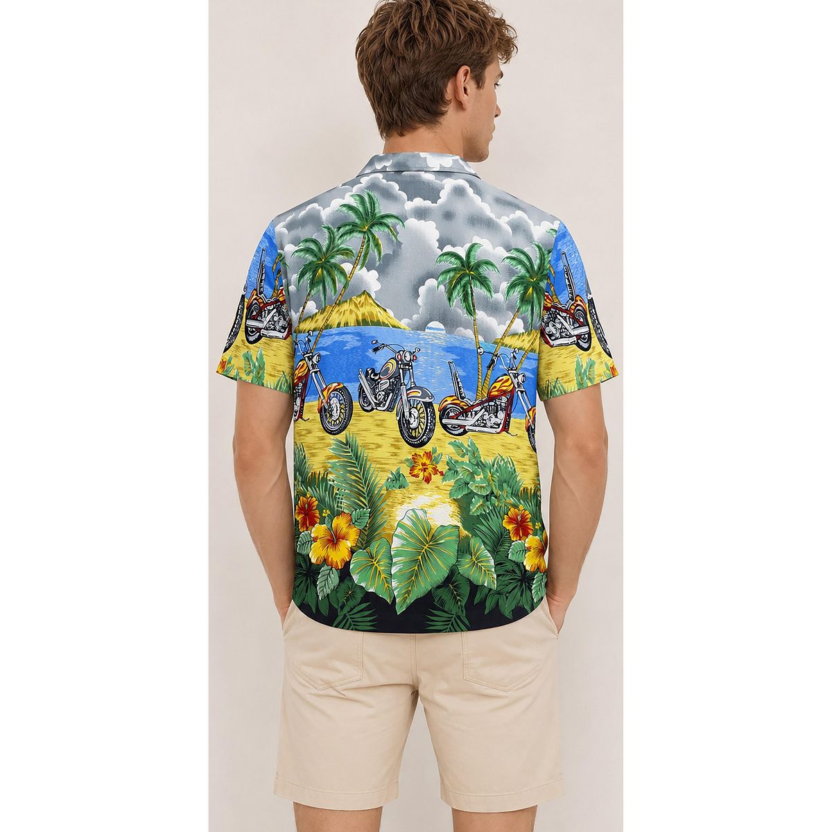 LA LEELA Men's Hawaiian Shirt Casual Button Down 5X-Large Motor Ride Grey - thumbnail 2