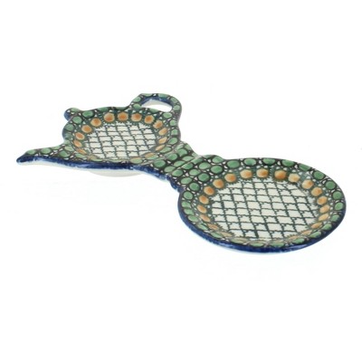 Blue Rose Polish Pottery Tranquility Tea Bag Holder and Saucer