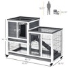 Skyzone Brown Elevated Wooden Small Animal Hutch with Wheels, Enclosed Run, Ramp & Removable Trays - 4 of 4