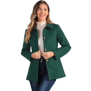 INSPIRE CHIC Women's Work Office Winter Overcoat Single Breasted Point Collar Pea Coat - 1 of 4