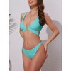INSPIRE CHIC Women's Wide Strap O Ring Deep V Neck Bikini Sets, Tie Back Strappy Top Triangle Bottom Swimwear Suits 1 Set - 2 of 4