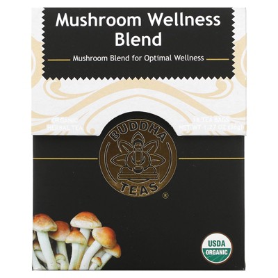 Buddha Teas Organic Herbal Tea, Mushroom Wellness Blend, Caffeine Free, 18 Tea Bags, 1.27 oz (36 g)