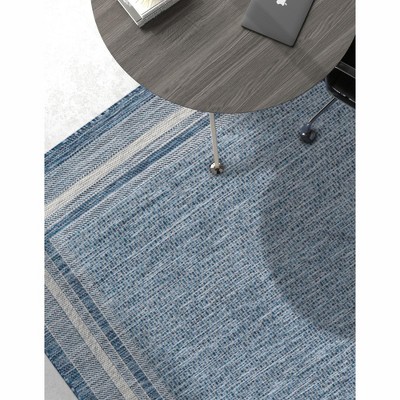 Blue Synthetic Easy-Care Reversible Outdoor Rug 9' x 12'