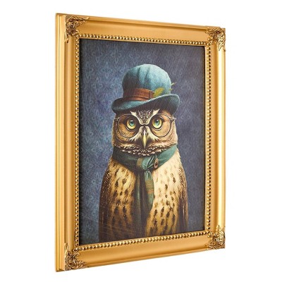 Old Wise Owl Framed Print in Gold Ornate Frame