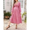 LXT-Women's Tiered Ruffle Hem Maxi Dress with Belt for Baby Shower - 3 of 4