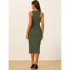 Allegra K Women's Ribbed Round Neck Cut Out Waist Side Slit Tank Sleeveless Maxi Dress - 3 of 4