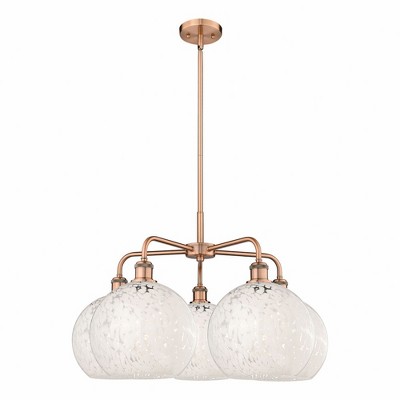 White Mouchette - 5 Light Stem Hung Chandelier In Modern Style-17.25 Inches Tall and 28 Inches Wide