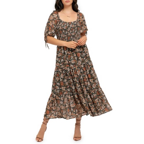 Free People Getaway Tiered Floral Maxi Dress Size XS