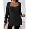 Plus Size Tops for Women Loose Fit Long Sleeve Shirts Square Neck Tops - 2 of 4