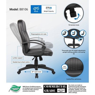 Black Leather High Back Ergonomic Executive Swivel Chair