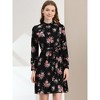 Allegra K Women's Mock Neck Swing Midi Long Sleeve A-line Floral Dress - 2 of 4