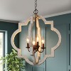 LNC Timeless 4-Light 21.5" Farmhouse/Rustic Medium Lantern Chandelier, Rustic Bronze and Weathered White Wood Tone - 2 of 4